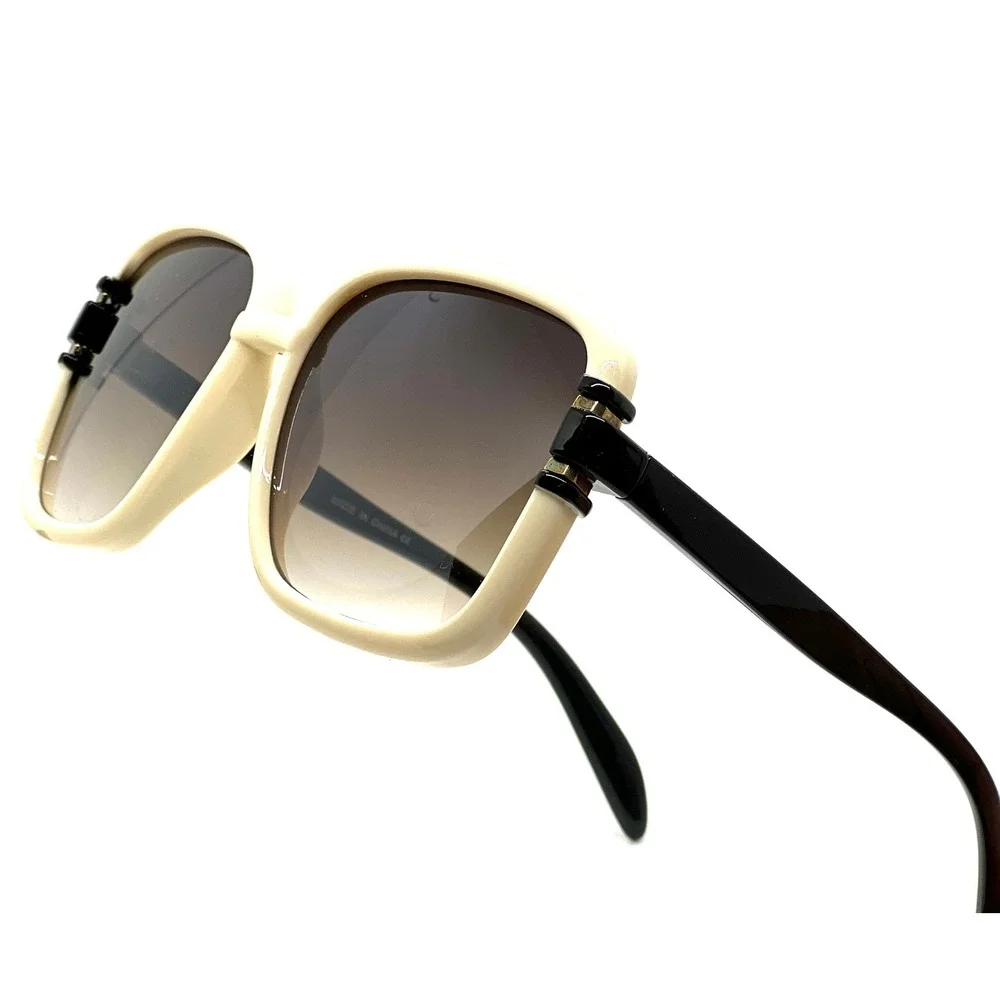 Chic Oversized Square Sunglasses Cream Black Gradient Lenses Women Fashion Gafas